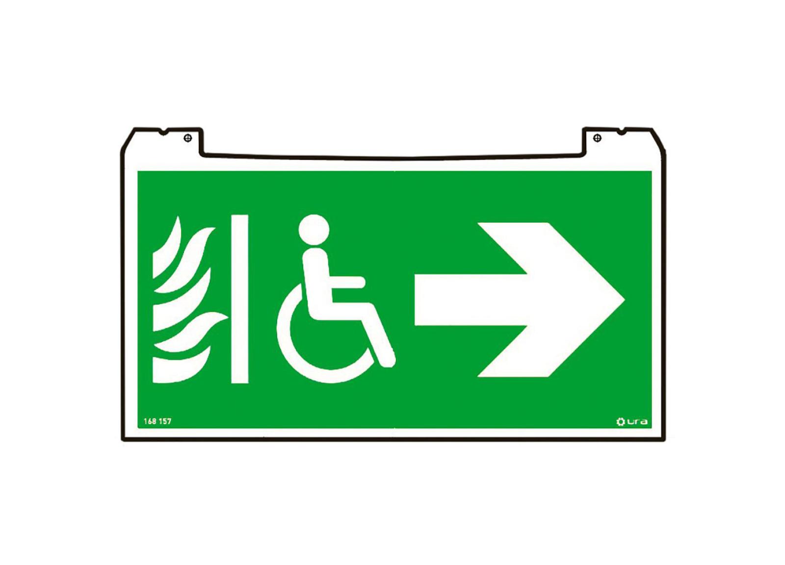 Porte-pictogramme réversible signalisation Évacuation Practice Evolution pour Espace Attente Sécurisé et flèche droite