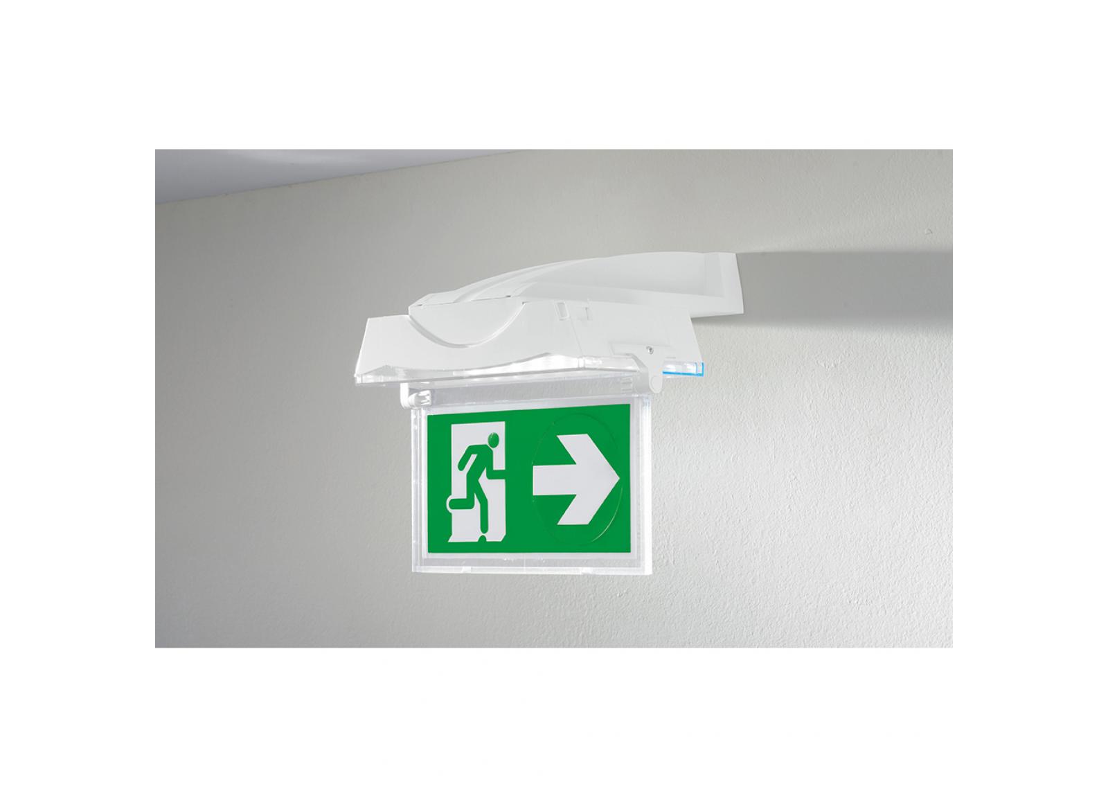 Porte pictogramme pour signalisation d'évacuation verticale pour pour BAES, BAEH, BAES+BAEH, DBR et LSC Uralife Porte pictogramme pour signalisation d'évacuation verticale pour pour BAES, BAEH, BAES+BAEH, DBR et LSC Uralife