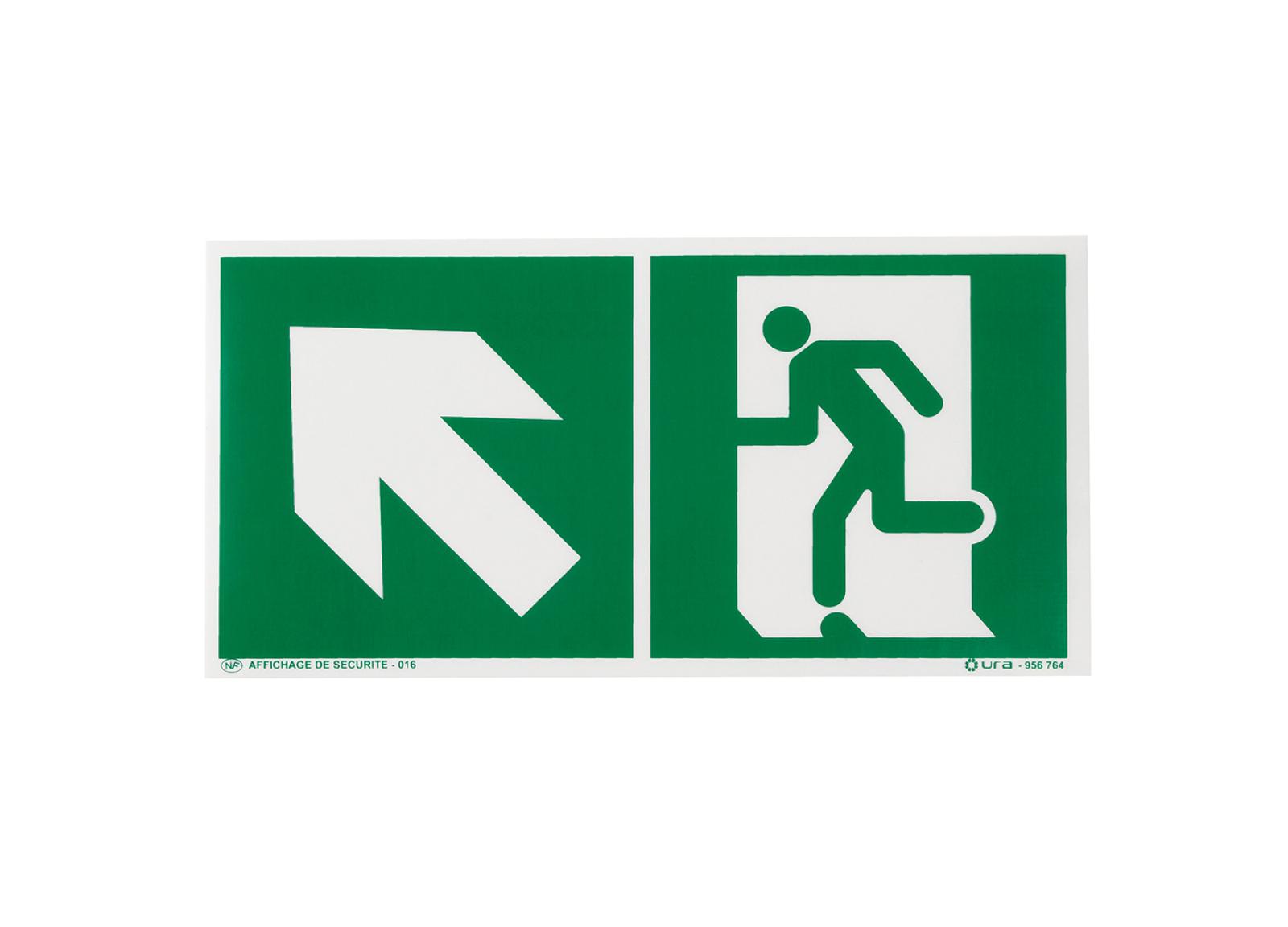 Pictogramme autocollant pour signalisation Évacuation avec symbole flèche vers le haut à gauche Pictogramme autocollant pour signalisation Évacuation avec symbole flèche vers le haut à gauche