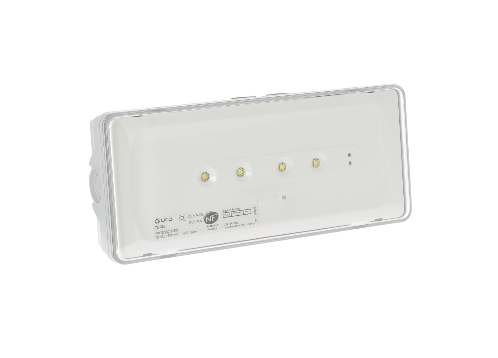 Luminaire pour Sources Centrales LSC d'ambiance 110V=/220V=/230V~ Urajet IP55 IK08 flux 320lm Luminaire pour Sources Centrales LSC d'ambiance 110V=/220V=/230V~ Urajet IP55 IK08 flux 320lm