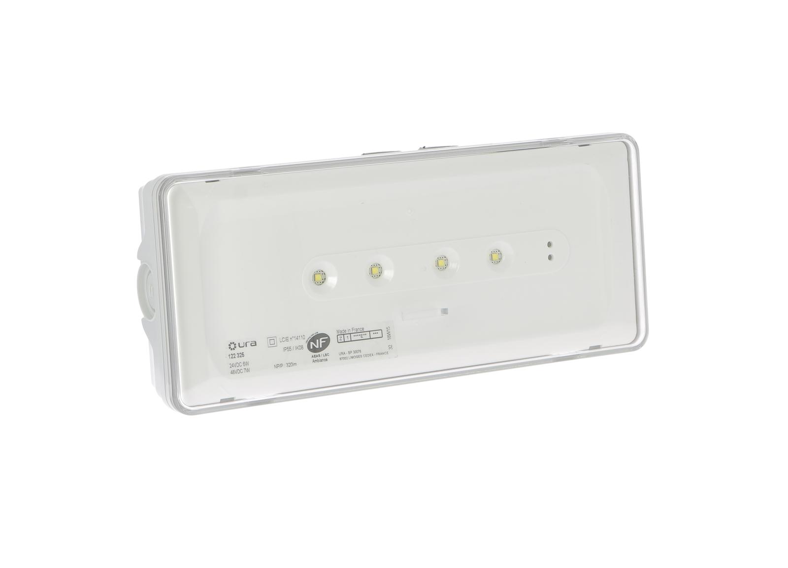 Luminaire pour Sources Centrales LSC d'ambiance 24V=/48V= Urajet IP55 IK08 flux 320lm Luminaire pour Sources Centrales LSC d'ambiance 24V=/48V= Urajet IP55 IK08 flux 320lm