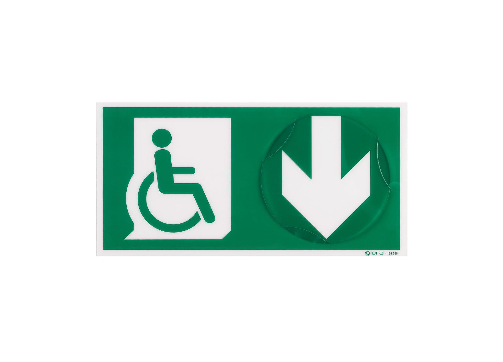 Pictogramme signalisation d'évacuation universel avec Personne à Mobilité Réduite PMR et flèche Pictogramme signalisation d'évacuation universel avec Personne à Mobilité Réduite PMR et flèche