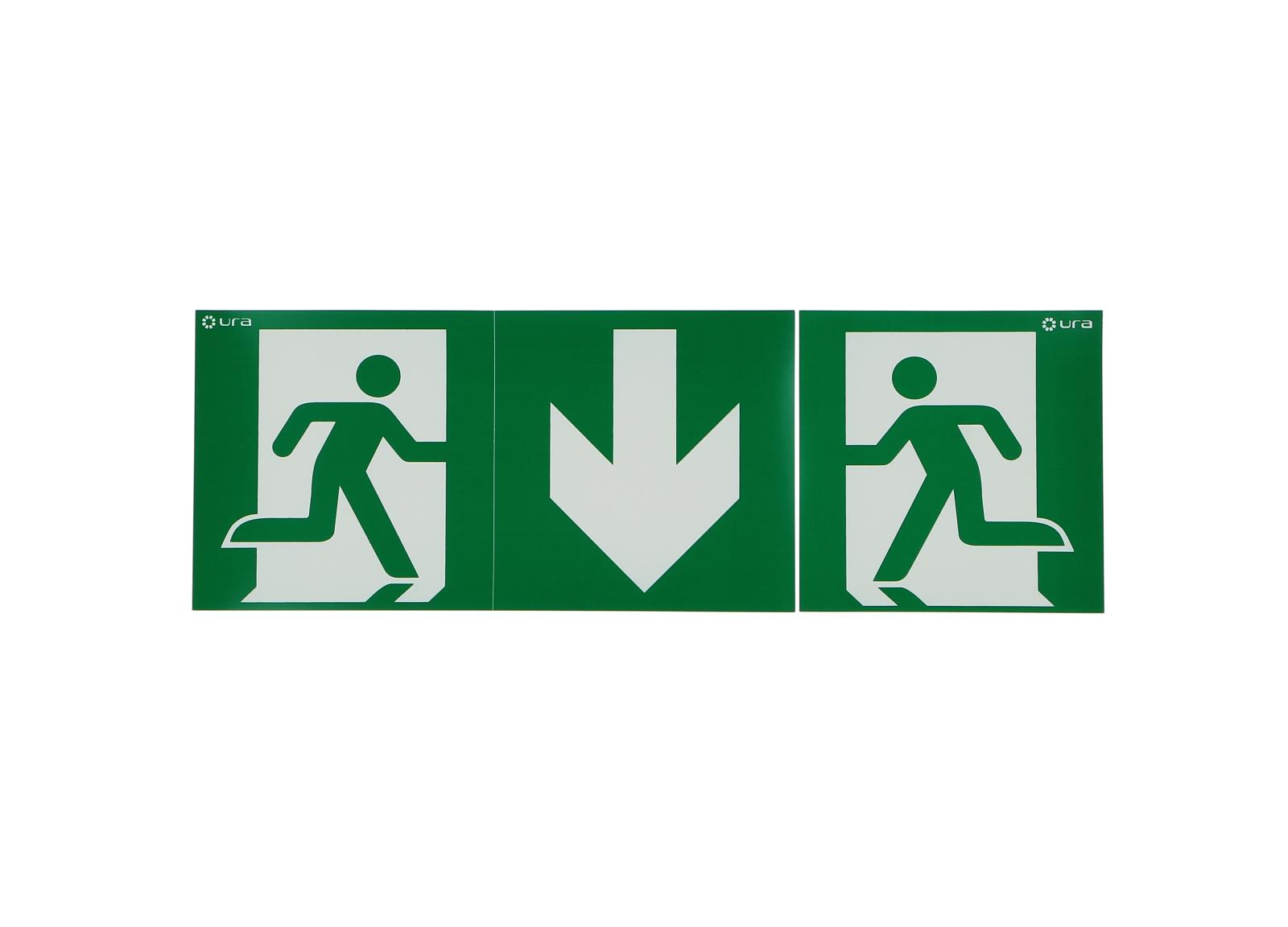 Pictogramme Évacuation, clipsable et repositionnable, pour signalisation double face sur BAES et LSC Uralife V pose plafond