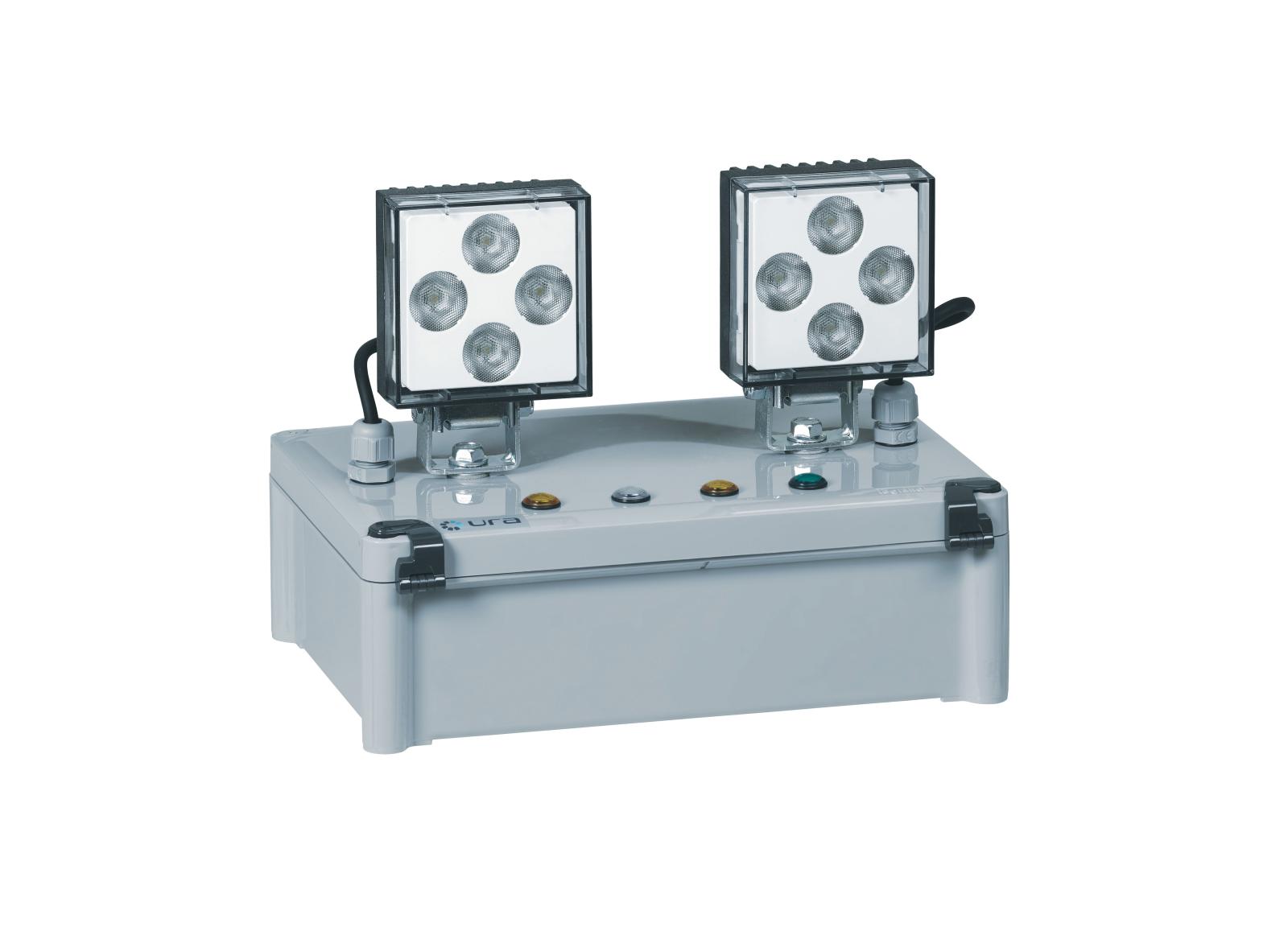 Bloc à phares tout LEDs IP65 IK07 Adressable 2 phares 2500lm 1h consommation 2W Bloc à phares tout LEDs IP65 IK07 Adressable 2 phares 2500lm 1h consommation 2W
