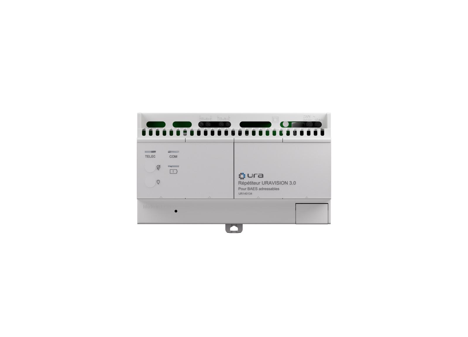 Boîtier répétiteur URAVISION 3.0 avec commandes intégrées pour BAES Adressables