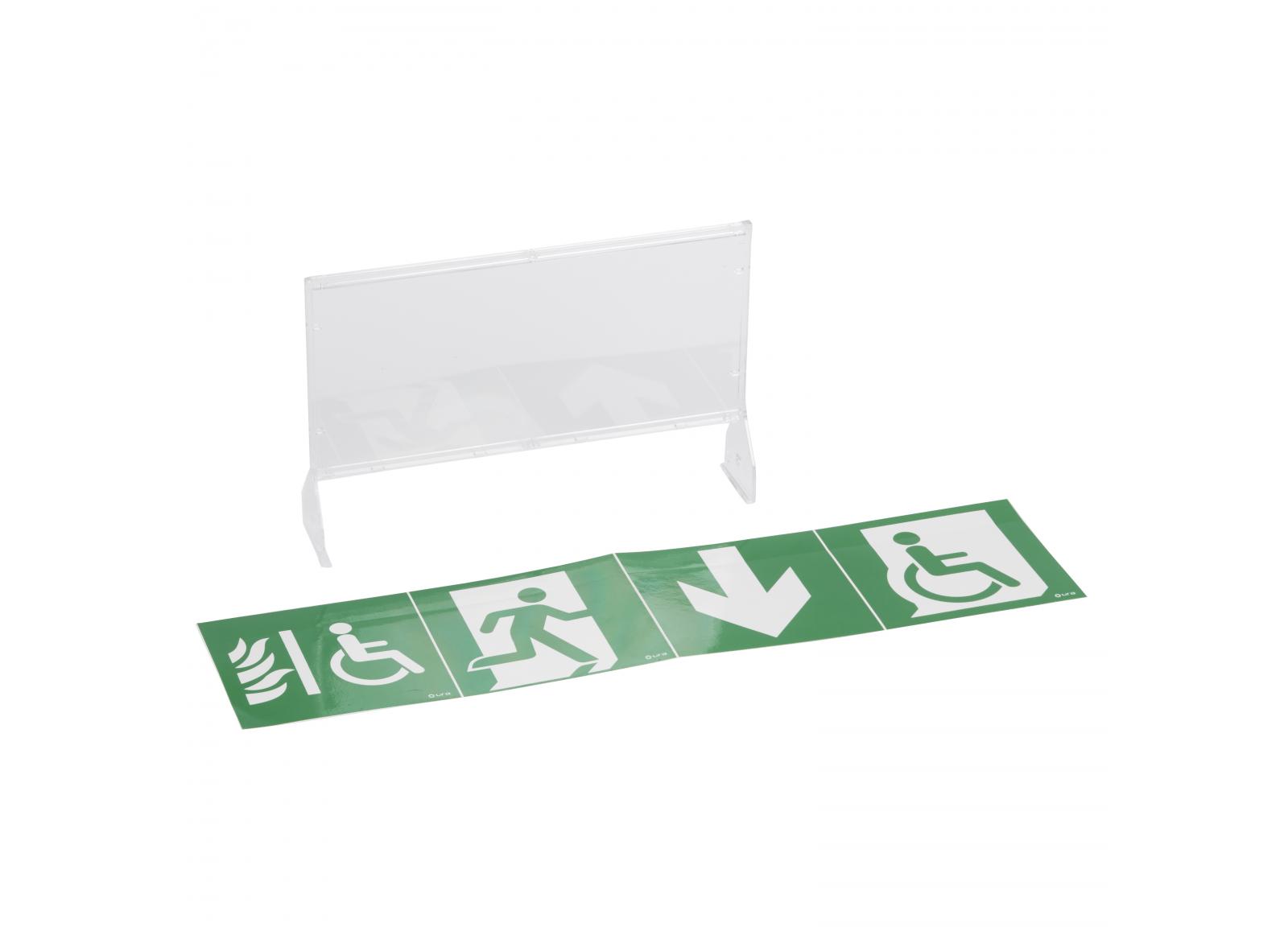 Porte pictogramme pour signalisation d'évacuation verticale pour BAES et LSC Uraone Porte pictogramme pour signalisation d'évacuation verticale pour BAES et LSC Uraone