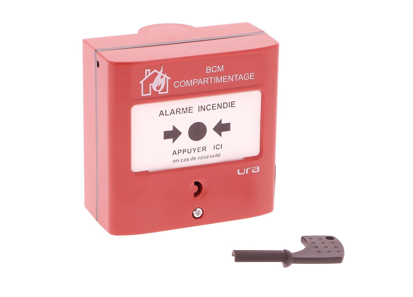 Boîtier de Commande Manuelle pour système détecteur autonome déclencheur SDAD IP30 IK07 avec clé de réarmement - rouge Boîtier de Commande Manuelle pour système détecteur autonome déclencheur SDAD IP30 IK07 avec clé de réarmement - rouge