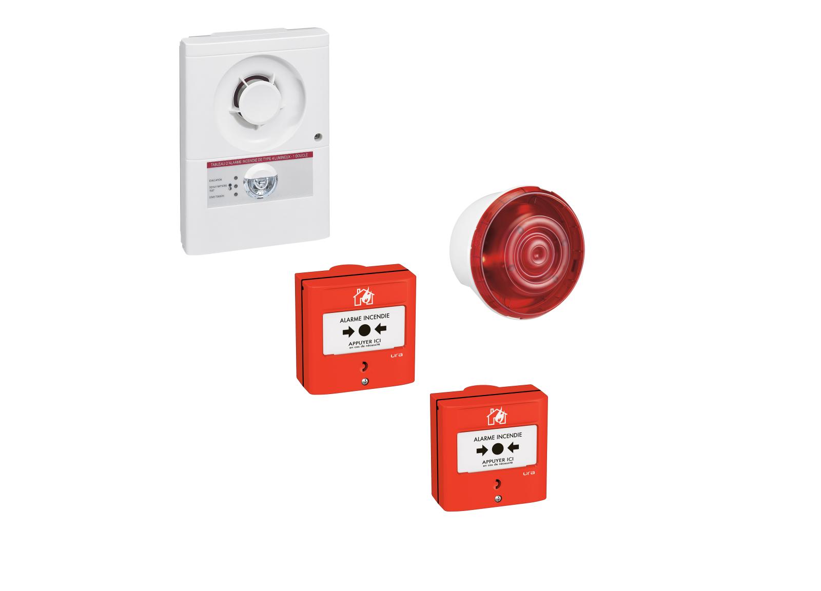 Kit d'alarme type 4 secteur 1 boucle avec diffuseur lumineux