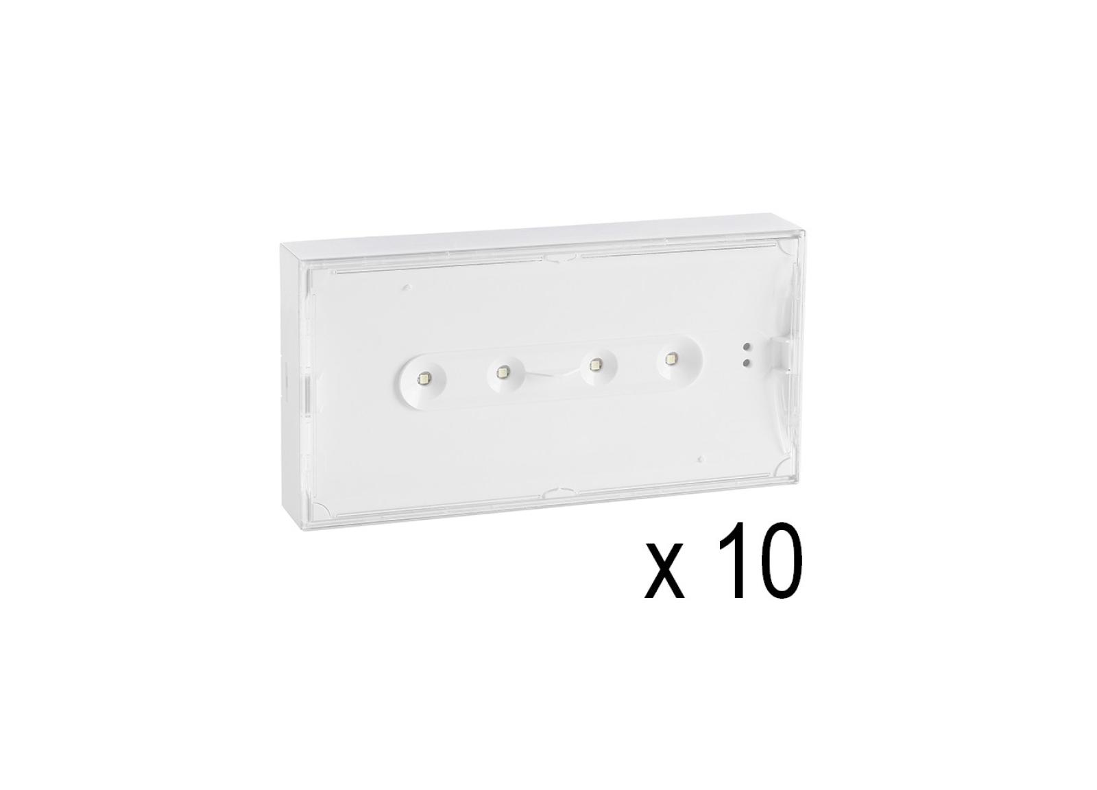 Lot de 10 BAES d'évacuation SATI Uraone référence 111013 (avant 03-2020) reconditionnés sans embases Lot de 10 BAES d'évacuation SATI Uraone référence 111013 (avant 03-2020) reconditionnés sans embases