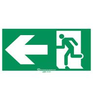 Pictogramme autocollant pour signalisation Évacuation avec symbole flèche vers la gauche