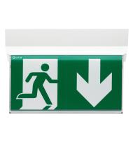 LSC Uralife V Évacuation 48-110-220VDC/230VAC - 45lm - pose plafond encastrée/saillie - IP43/IK07 - éclairage uniforme du pictogramme